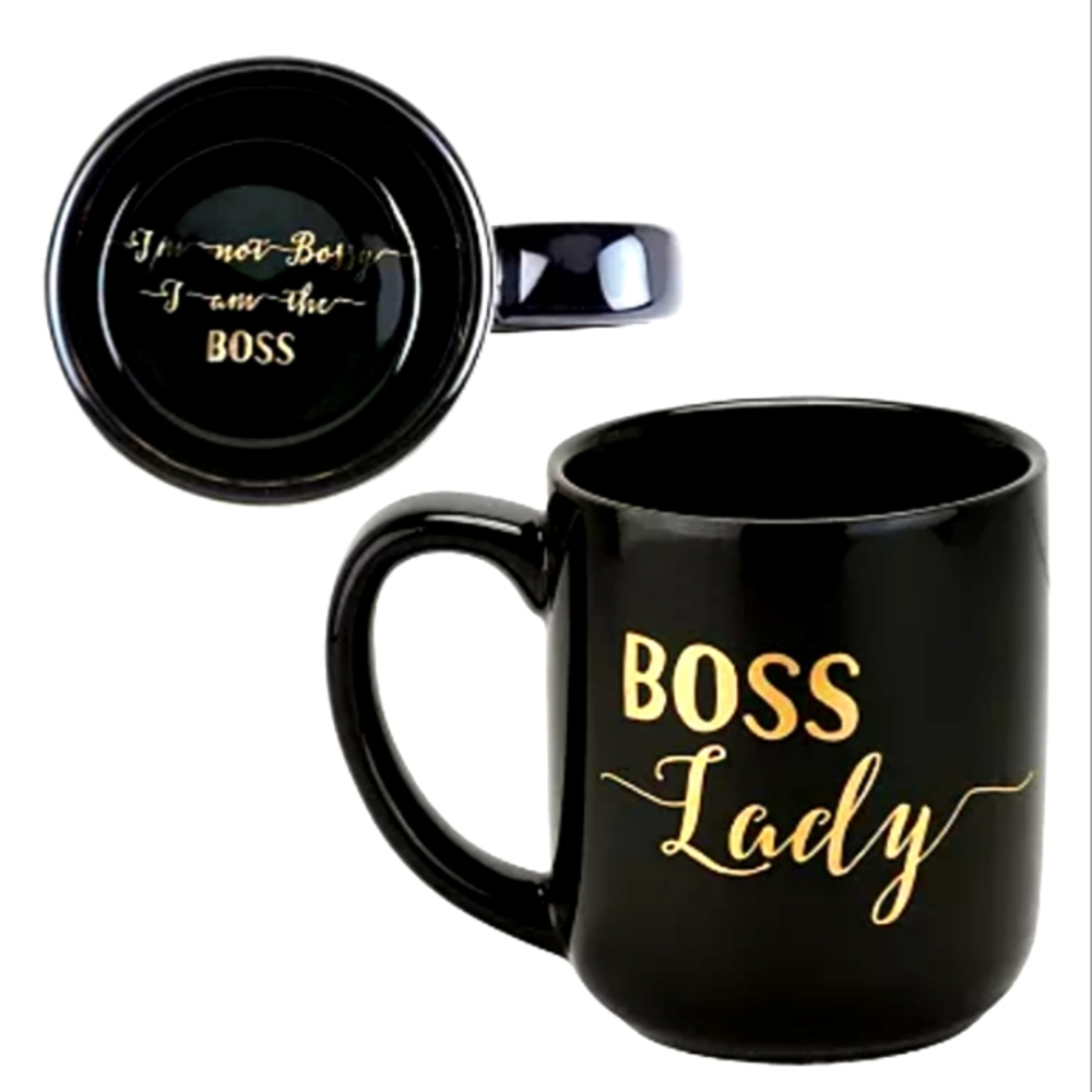 10 Strawberry Street "Boss Lady" Ceramic Mug Gold Script